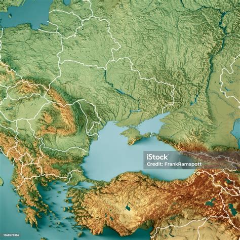 Ukraine Black Sea 3d Render Topographic Map Color Border Stock Photo ...