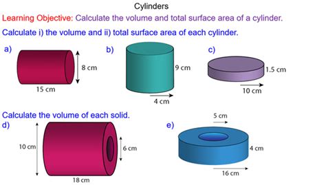 Cylinder Total Surface Area And Volume