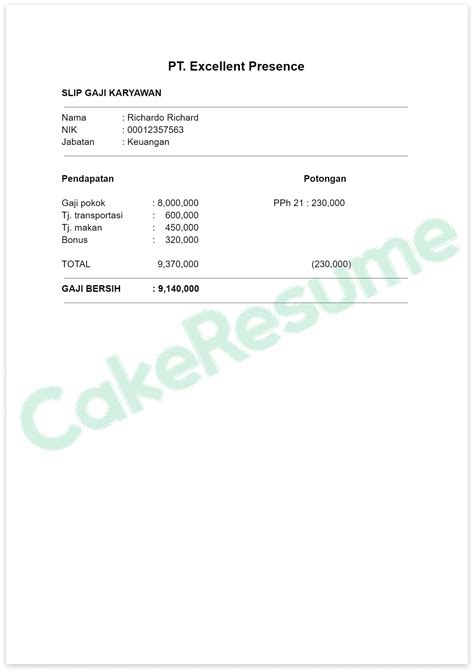 Cara Membuat Slip Gaji Excel - Contoh Surat Resmi