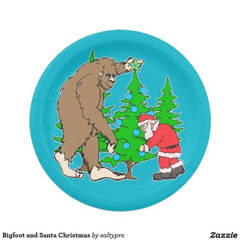 Bigfoot and Santa Christmas Paper Plates | Zazzle | Christmas paper, Christmas paper plates ...