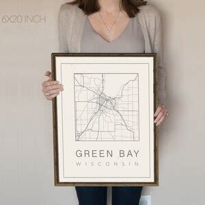 Green Bay Map Green Bay Packers Map of Green Bay Wisconsin - Etsy