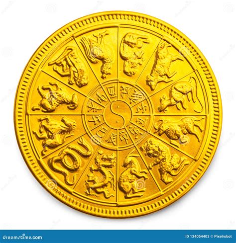 Gold Chinese Zodiac Coin stock image. Image of gold - 134054403