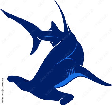 Simple Silhouette of Swimming Hammerhead Shark Stock Vector | Adobe Stock