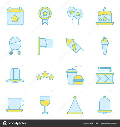 Independence Day Icons Pack Isolated Symbols Collection Stock Vector by ...