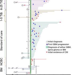 A swimmer plot showing time-points of diagnosis, surgery, initial... | Download Scientific Diagram