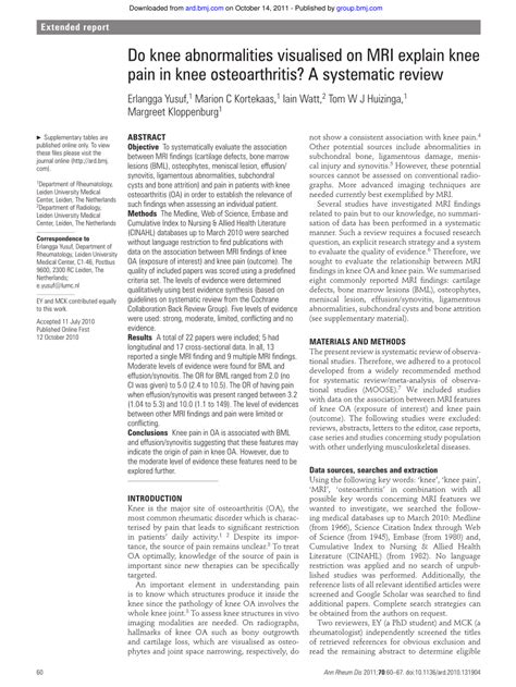 (PDF) Do knee abnormalities visualised on MRI explain knee pain in knee ...