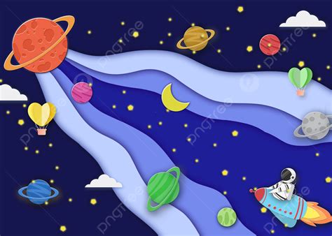 Creative Cartoon Galaxy Paper Cut Universe Planet Background, Abstract ...