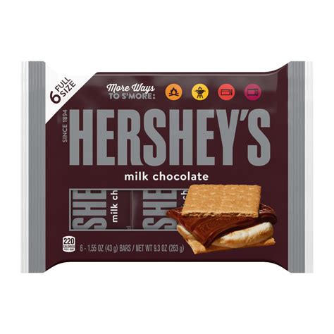 HERSHEY'S Milk Chocolate Candy Bars, 9.3 oz, 6 pack