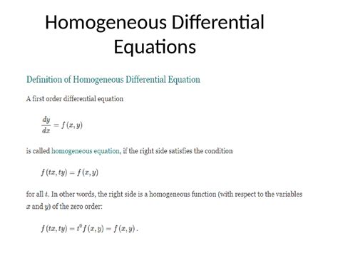 Homogeneous Differential Equations - Docsity