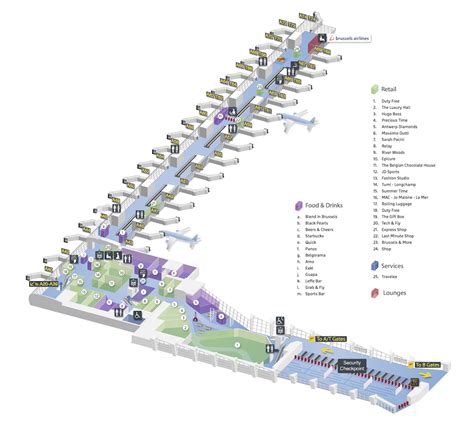 Brussels Airport Map (BRU) - Printable Terminal Maps, Shops, Food ...