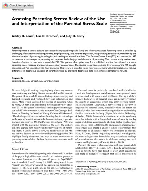 (PDF) Assessing Parenting Stress: Review of the Use and Interpretation ...