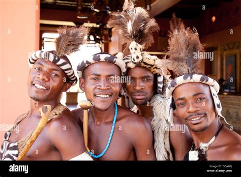 Zambia people; Four african men from the Ngoni tribe, Zambia, in ...