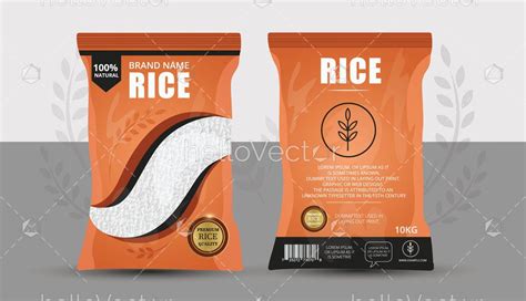 Rice Package Front & Back Mockup - Vector Illustration - Download Graphics & Vectors