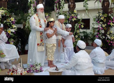 Parsi Parsee Zorastrian Navjote Navjyot child religious ceremony Stock ...