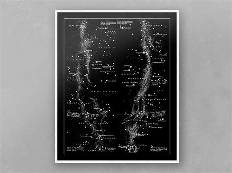 Milky Way and Constellations Antique Print Celestial Chart | Etsy