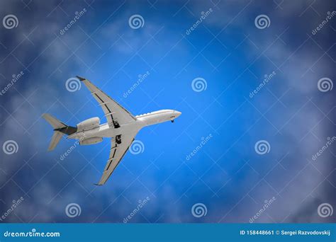 White Airplane in the Sky stock image. Image of high - 158448661