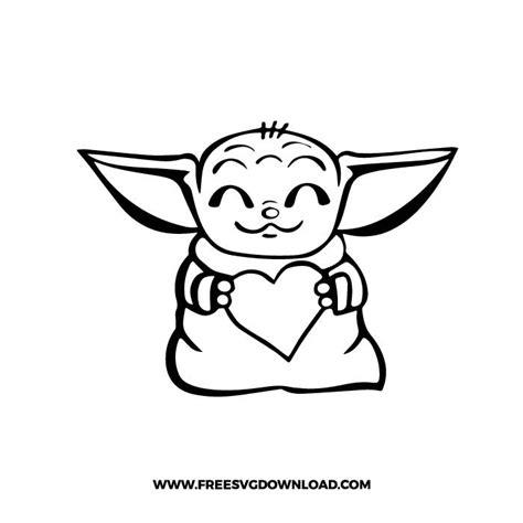 Baby Yoda svg heart vector cut file Star Wars svg The Mandalorian svg ...