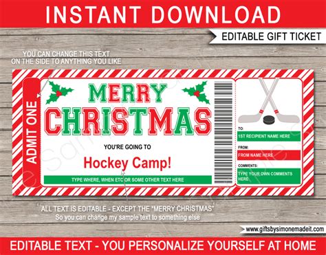 Christmas Hockey Ticket Template Printable Game Ticket Gift Ideas | Sexiz Pix