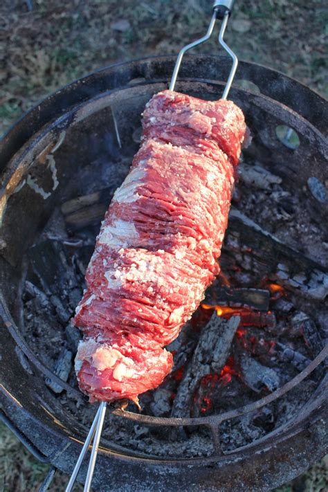 Simple Skewered Flap Steak - Over The Fire Cooking