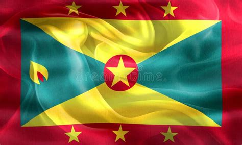 Grenada Flag - Realistic Waving Fabric Flag Stock Illustration - Illustration of history, banner ...