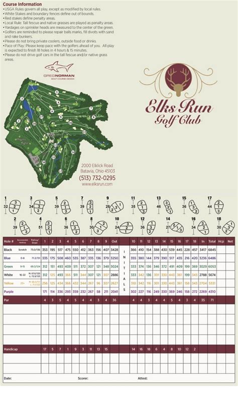 Scorecard - Elks Run Golf Club