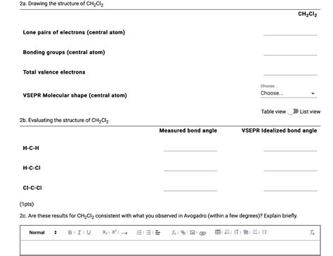 SOLVED: 2a. Drawing the structure of CH2Cl2 CH2Cl2 Lone pairs of electrons (central atom ...