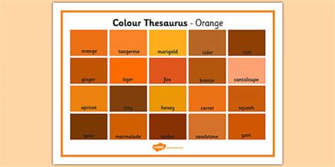 Words for Orange | Colour Thesaurus Word Mat Orange - Twinkl