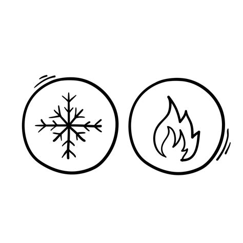 Hot and cold symbol vector icon set on white background with hand drawn ...