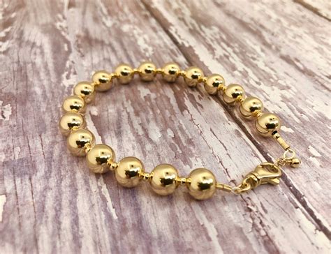 8mm 14k Gold Round Bead Bracelet