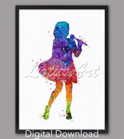 DIGITAL DOWNLOAD Girl Singing Watercolor Print Music Studio - Etsy