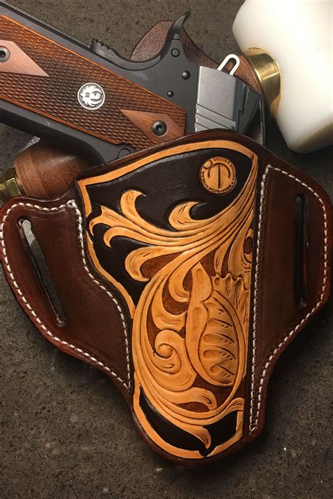 Leather tooled holster for 1911 | Leather holster, Custom leather ...