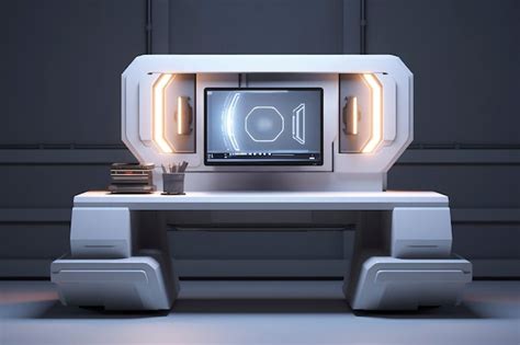 Free AI Image | 3d rendering of futuristic computer desk