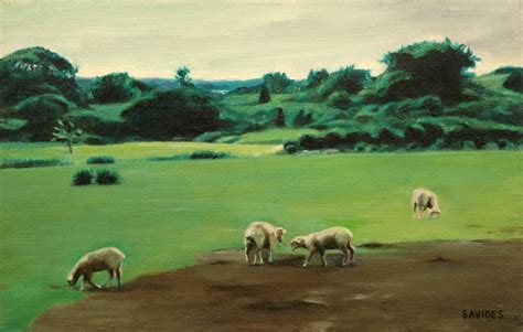 Grazing Sheep - oil painting by Nick Savides