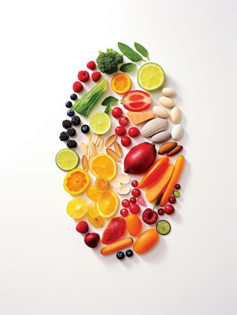 Premium Photo | A group of fruits and vegetables arranged in a shape of a oval