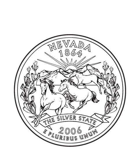 Nevada State Seal Coloring Page Sketch Coloring Page