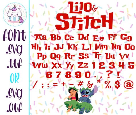 Lilo And Stitch FONT SVG alphabet for Cricut, Silhouette Instant download, Font Type Lettering ...