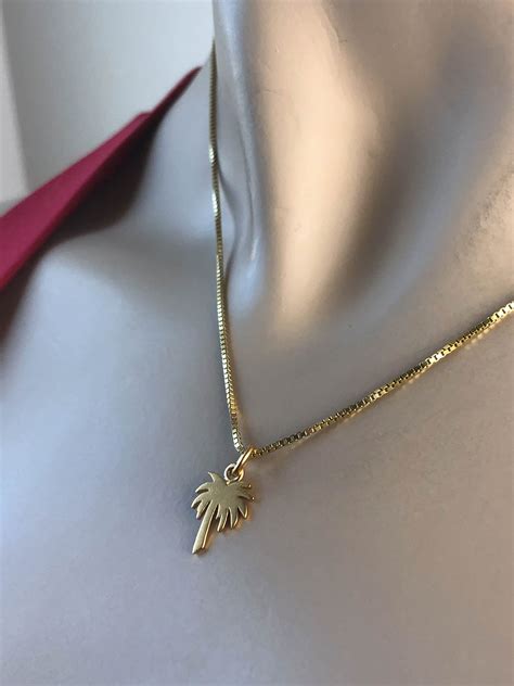 Gold Palm Tree Necklace Gold Palm Tree Pendant 24K Gold | Etsy