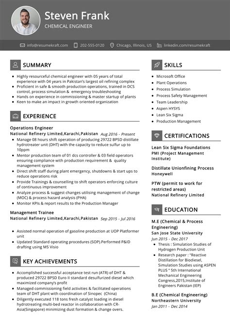 Chemical Engineer Resume Example in 2024 - ResumeKraft