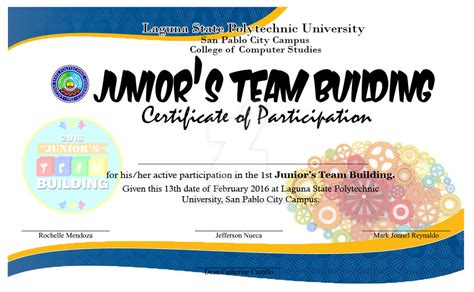 Junior's Team Building Certificate by LionheartedPotato on DeviantArt