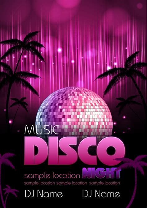 Neon disco music party flyers design vector 05 free download