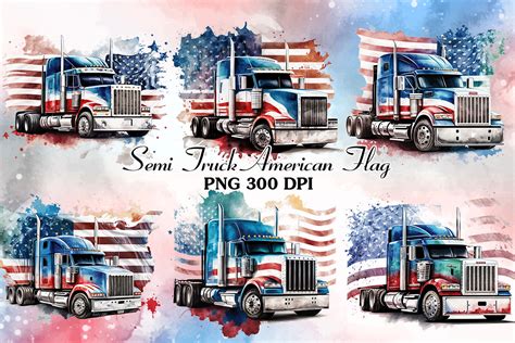 Semi Truck American Flag Sublimation Graphic by Cat Lady · Creative Fabrica