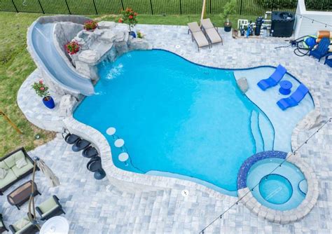 Pool Slide Diy, Inground Pool Slides, Pools Backyard Inground, Backyard Pool Landscaping ...