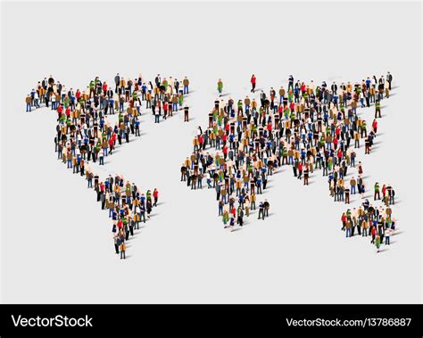 Group of people in form of world map Royalty Free Vector