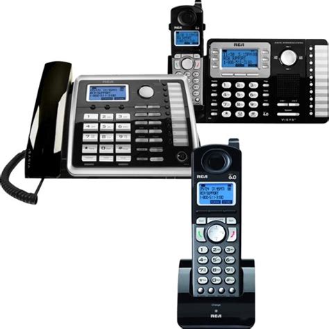 RCA 2-Line Cordless Expandable Small Business Phone System with Cordless Base, Cordless Desk ...