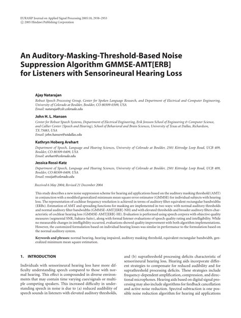 (PDF) An Auditory-Masking-Threshold-Based Noise Suppression Algorithm ...