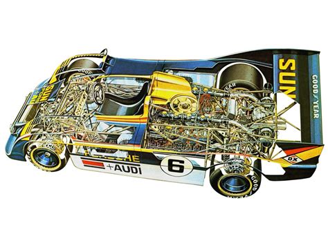 Porsche 917/30 Cutaway Drawing in High quality