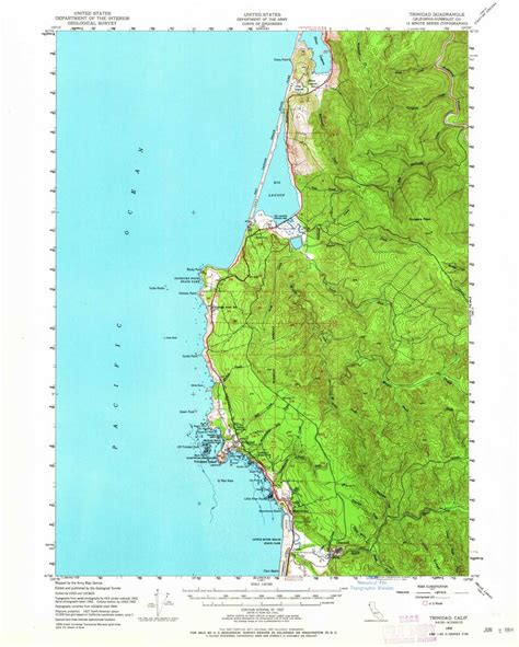 Trinidad, California 1952 (1964) USGS Old Topo Map 15x15 Quad - OLD MAPS