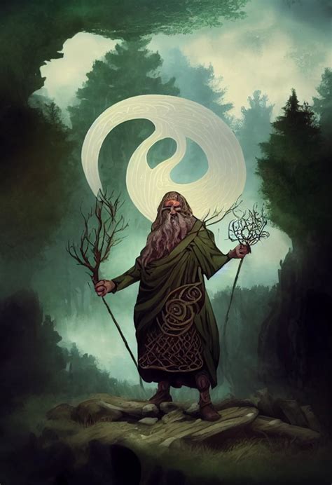 a Celtic druid in an ancient irish forest summons | Midjourney