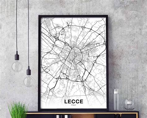 LECCE Italy map poster Hometown City Print Modern Home Decor Office ...