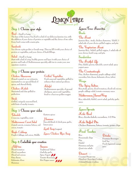 Lemon Tree Mediterranean Grill menu in Chesterton, Indiana, USA